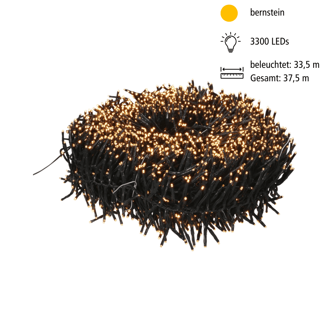 LED Clusterlichterkette 3300 bernsteinf. - WeihnachtsladenLotti