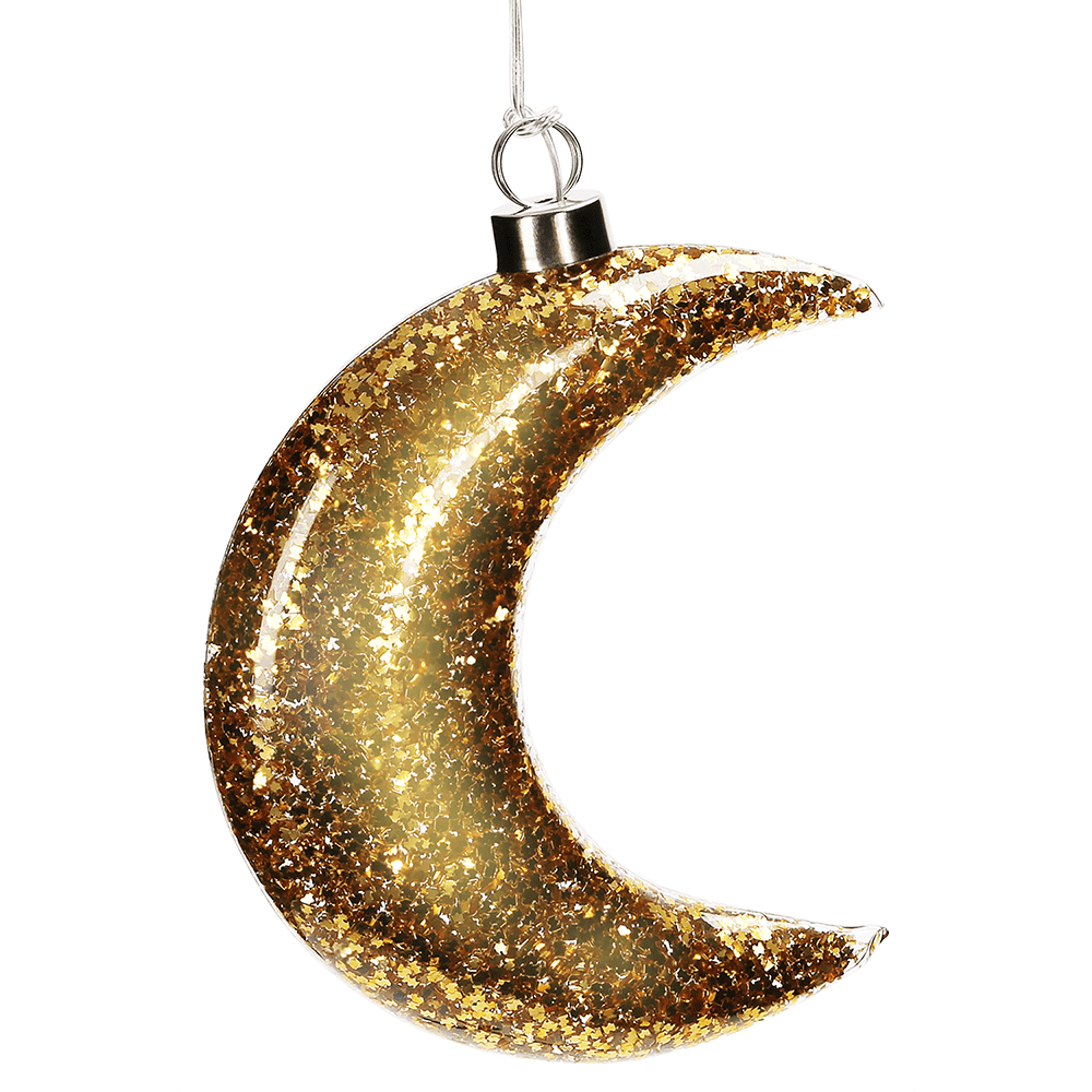 LED Glas - Hänger Mond in Gold - WeihnachtsladenSAICO