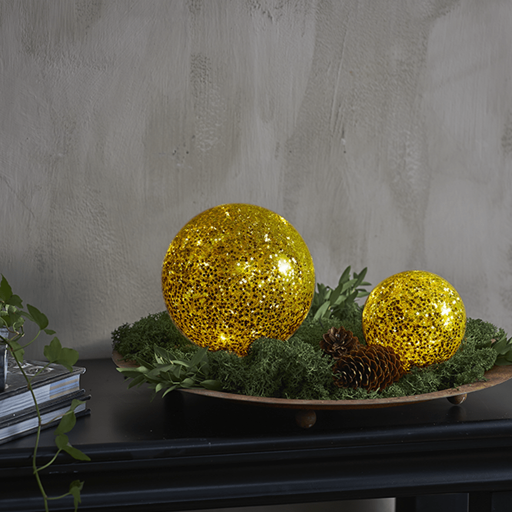 LED - Glaskugel 'Star Fall' gold 13cm - WeihnachtsladenStar Trading