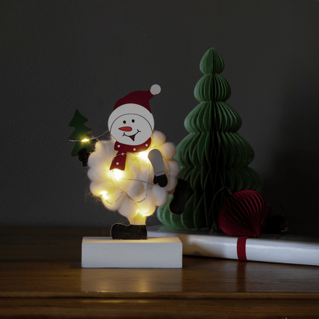 LED Holzsilhouette 'Schneemann mit Baumwolle' - WeihnachtsladenKonstsmide