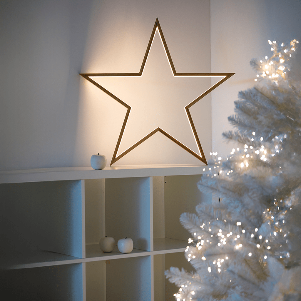 LED Holzstern warmweiß 75cm - WeihnachtsladenLotti