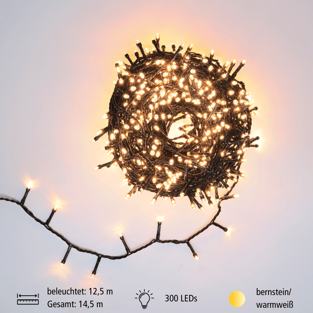 LED Lichterkette 300 ww + bernst. LED - WeihnachtsladenLotti