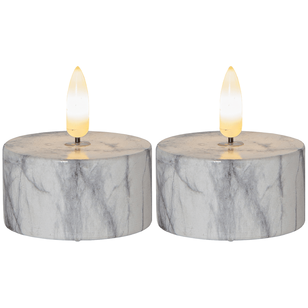 LED - Teelicht 'Flamme Marble' 2er - Set - WeihnachtsladenStar Trading