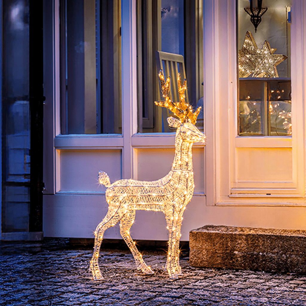 Weihnachtliches LED Rentier | 105cm | rosegold | Innen - Außenbereich - WeihnachtsladenLotti